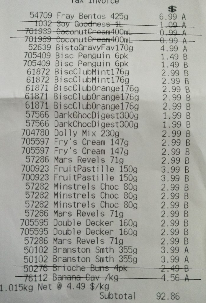 ALDI Australian prices for UK sweets