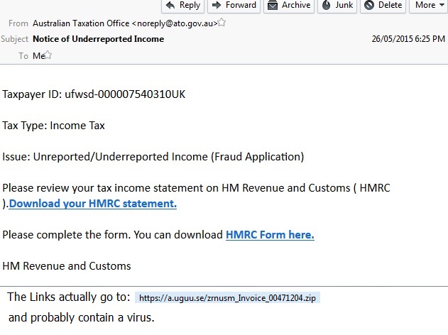 Scam tax email