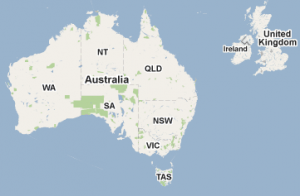 Map of UK and Australia